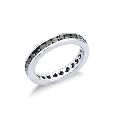 Anillo eternity en oro blanco 750 con diamantes negros