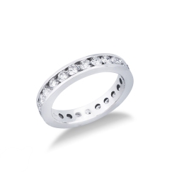 Anillo mujer Eternity riel en oro blanco 18k con diamantes
