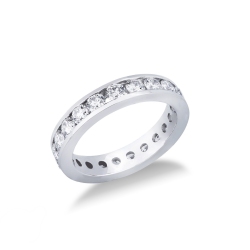 Anillo Eternity riel en oro blanco 18k con diamantes