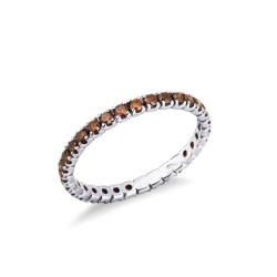 Anillo Eternity en oro blanco con diamantes coñac