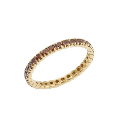 Anillo Eternity en oro amarillo 18k con diamantes cognac