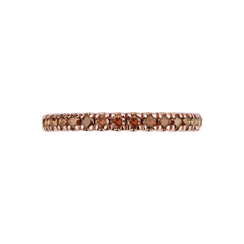 Anillo Eternity en oro rosa 18k con diamantes cognac