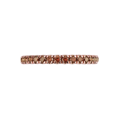 Anillo Eternity en oro rosa 18k con diamantes cognac