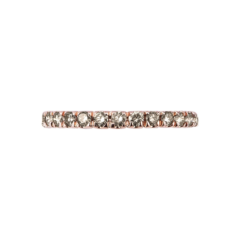 Anillo Eternity garras en oro rosa 18k con diamantes brown