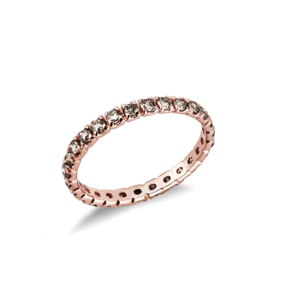 Anillo Eternity garras en oro rosa 18k con diamantes brown