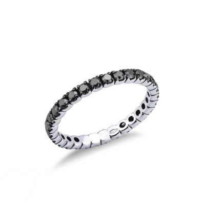 Anillo Eternity en oro blanco 18k con diamantes negros