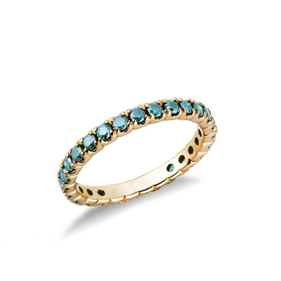 Anillo de eternidad con diamantes blue en Oro Amarillo 18k