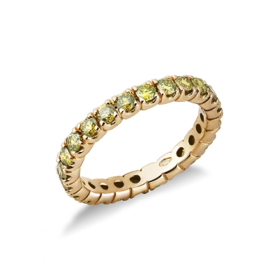 Anillo de eternidad en Oro Amarillo 18k con diamantes amarillos