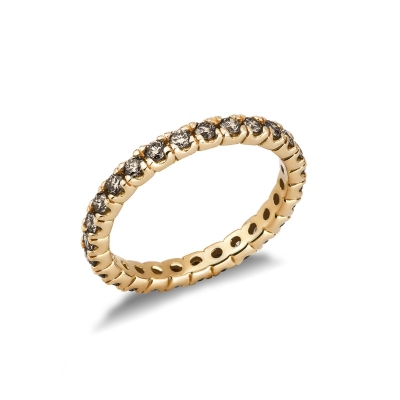 Anillo de eternidad con diamantes brown en Oro Amarillo 18k