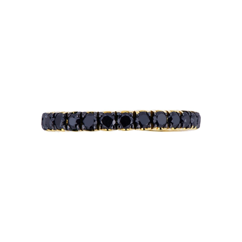 Anillo riviera en oro amarillo de 18k con diamantes negros Anillo riviera en oro amarillo de 18k con diamantes negros