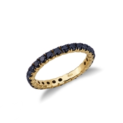 Anillo riviera en oro amarillo de 18k con diamantes negros