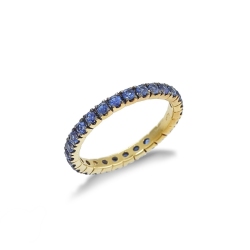 Anillo eternity de zafiros azules en Oro Amarillo 18 quilates