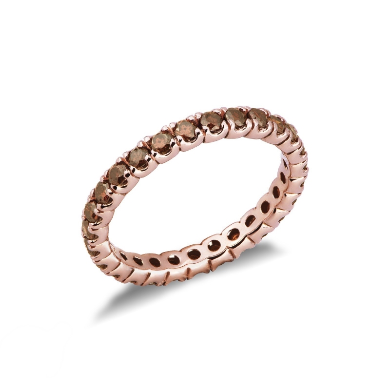 Anillo eternity de diamantes cognac en Oro Rosa 18 quilates