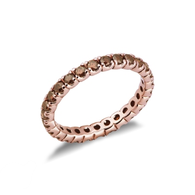 Anillo eternity de diamantes cognac en Oro Rosa 18 quilates