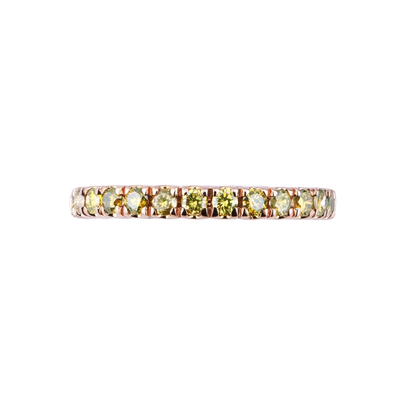 Anillo eternity de diamantes yellow en Oro Rosa 18 quilates