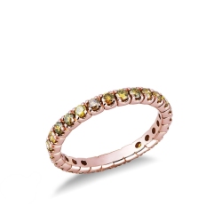 Anillo eternity de diamantes yellow en Oro Rosa 18 quilates