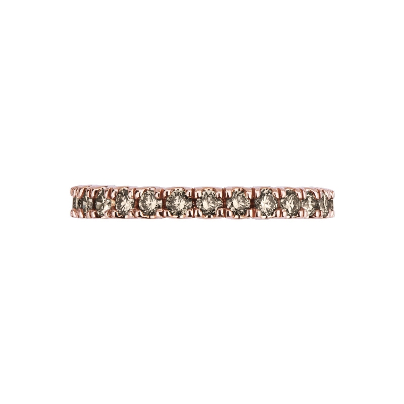 Anillo eternity con griffe en Oro Rosa 18k y diamantes marrones