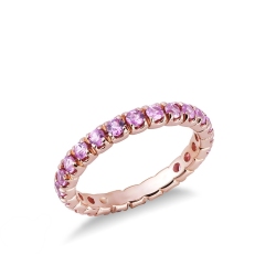Anillo eternity oro rosa 18k con zafiros rosa