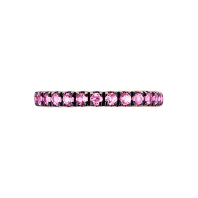 Anillo oro rosa 18k zafiros rosa puntas brunidas