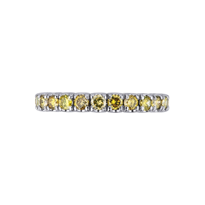 Anillo de la Eternidad oro blanco 18k diamantes amarillos