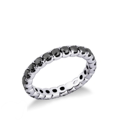 Alianza completa con engaste en garras en oro blanco 18k