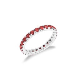 Anillo eternidad en oro blanco 750 con rubíes
