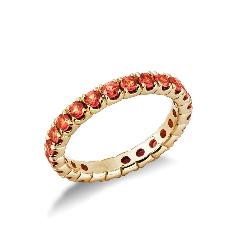 Anillo Eternity 18k oro rosa zafiros naranja
