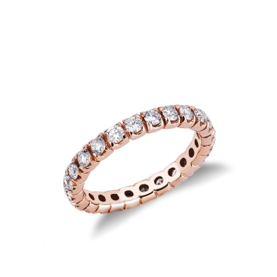 Anillo Eternity con garras en oro rosa 18k con diamantes