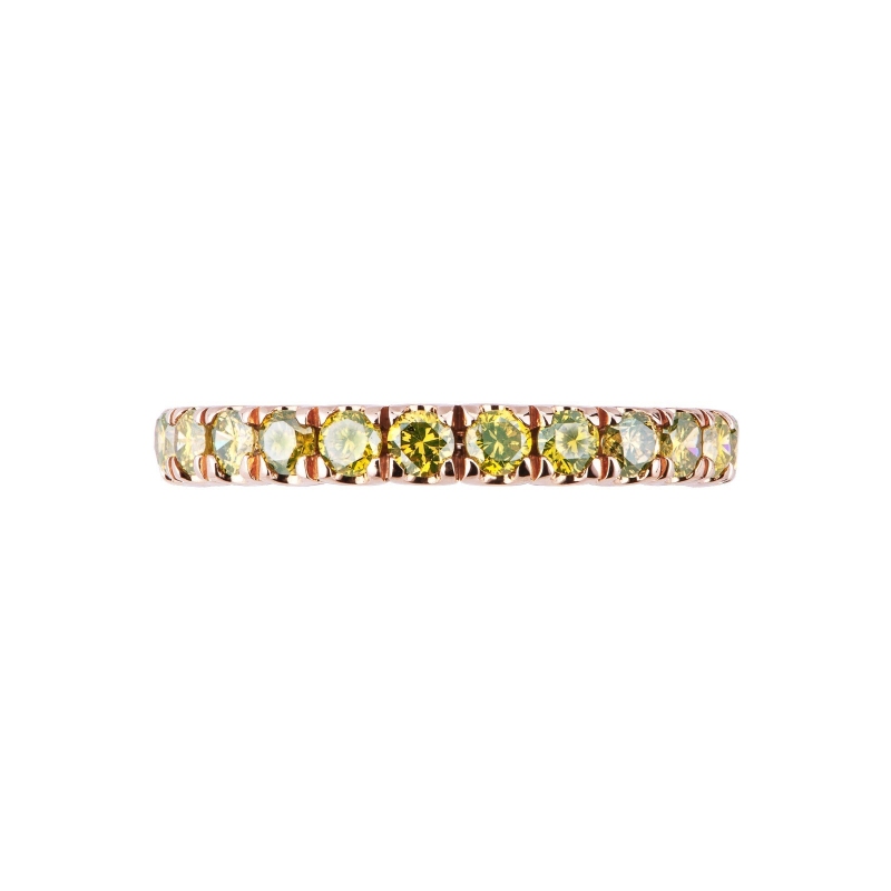 Anillo de la Eternidad en oro rosa 18k con diamantes amarillos