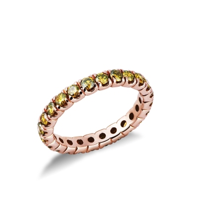 Anillo de la Eternidad en oro rosa 18k con diamantes amarillos
