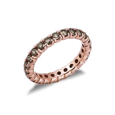 Anillo Eternity oro rosa 18k con diamantes brown