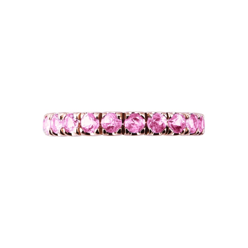 Anillo Eternity en oro rosa 750 con zafiros rosas