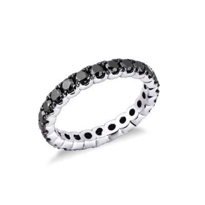 Anillo Eternity en oro blanco de 18k con diamantes negros