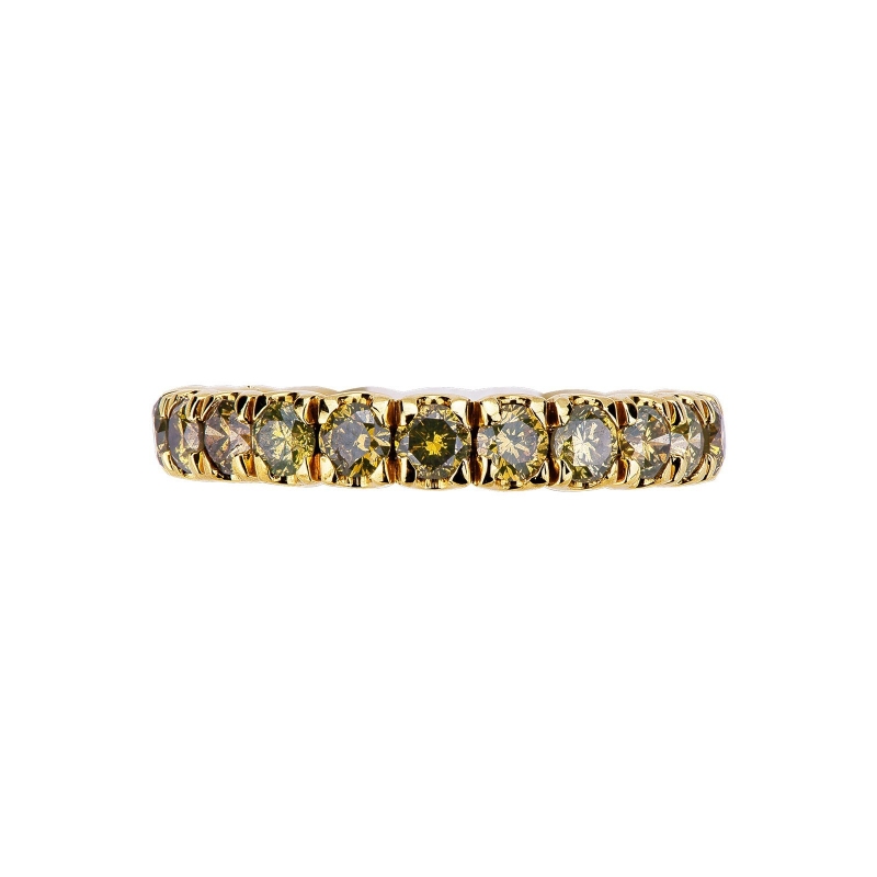 Anillo Eternity de garras en oro amarillo 18k con diamantes amarillos