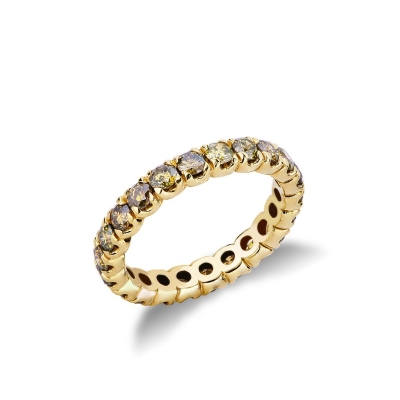 Anillo Eternity de garras en oro amarillo 18k con diamantes amarillos
