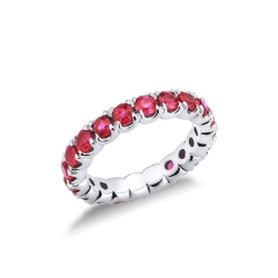 Anillo eternidad oro blanco 18 kilates con rubíes