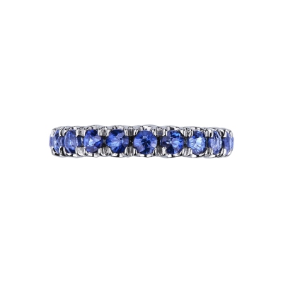 Anillo Eternity oro blanco 18k con zafiros azules