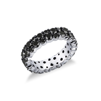 Anillo eternity oro blanco y diamantes negros