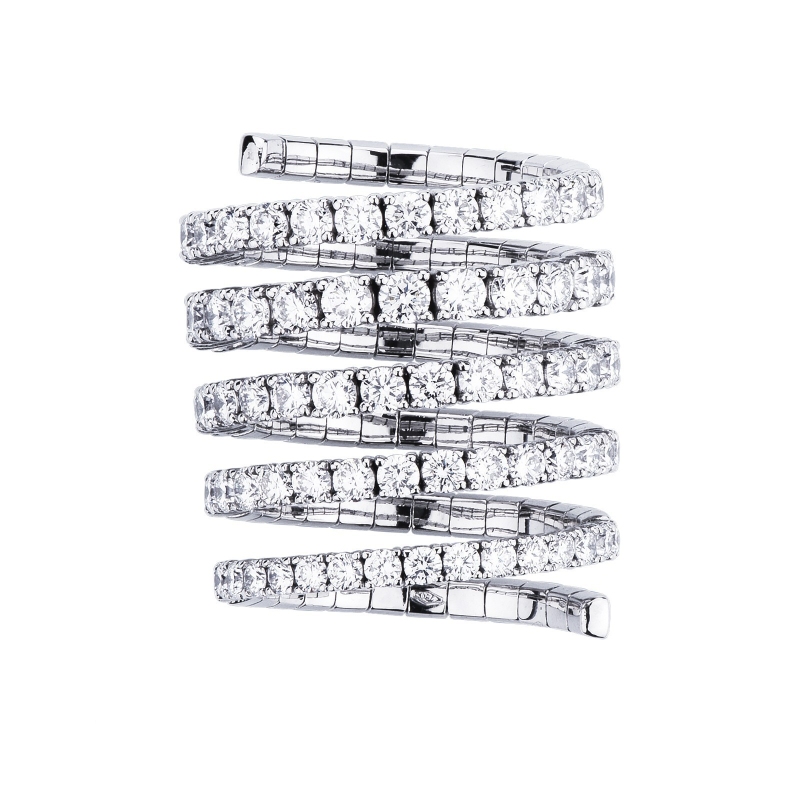 Anillo Fantasía en oro blanco 18k y diamantes Anillo Fantasía en oro blanco 18k y diamantes