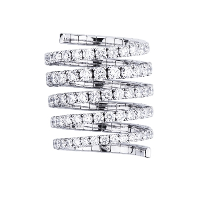 Anillo Fantasía en oro blanco 18k y diamantes