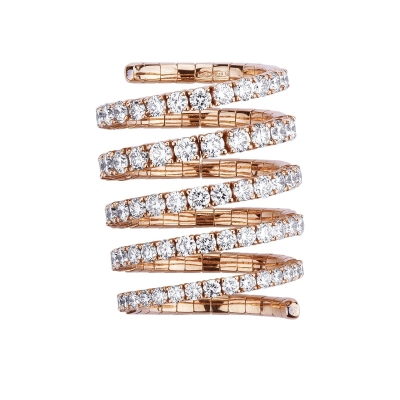 Anillo resorte en oro rosa 18 quilates con diamantes 