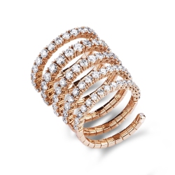Anillo resorte en oro rosa 18 quilates con diamantes