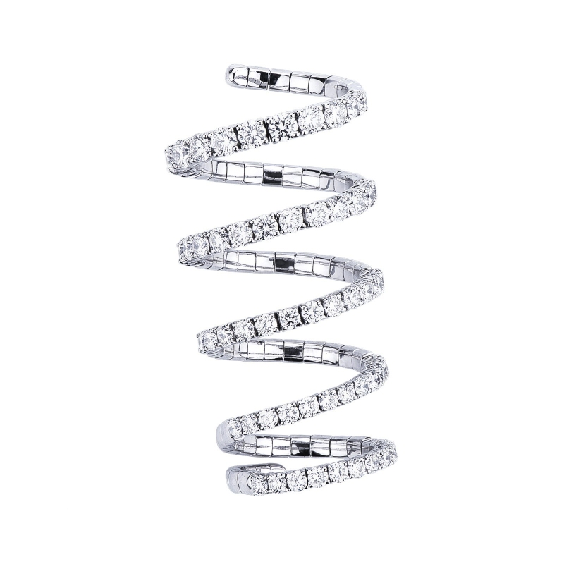 Anillo de resorte en oro blanco 18k con diamantes