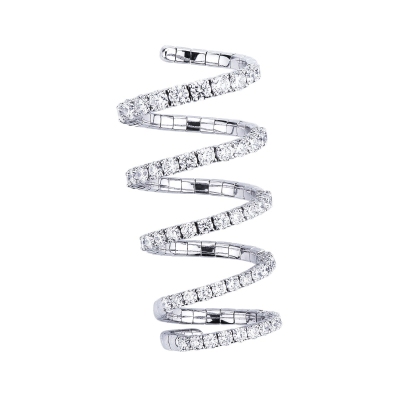 Anillo de resorte en oro blanco 18k con diamantes