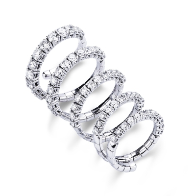 Anillo de resorte en oro blanco 18k con diamantes