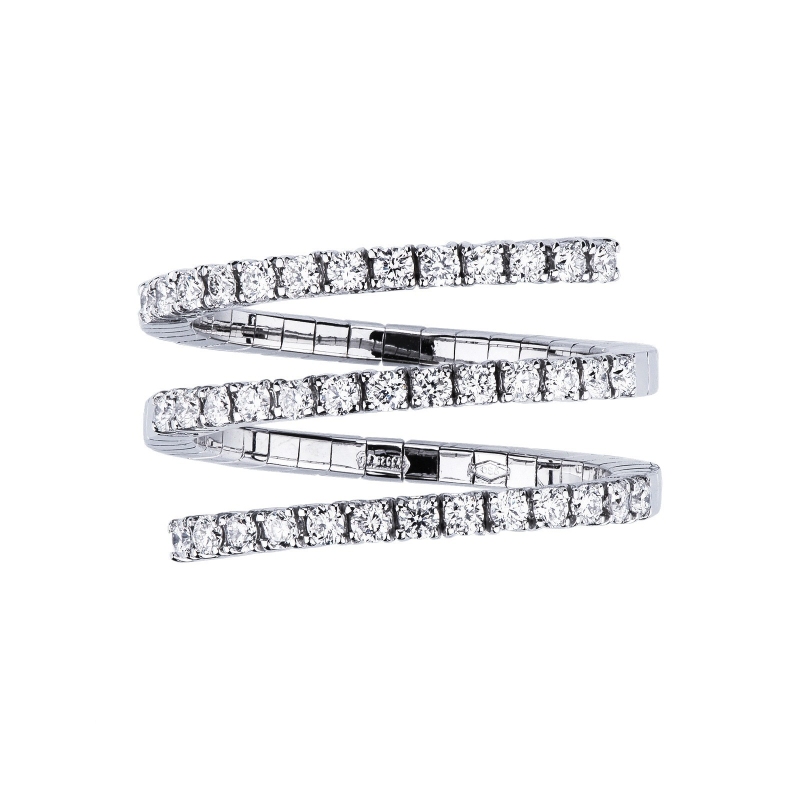 Anillo en espiral en oro blanco de 18 quilates con diamantes Anillo en espiral en oro blanco de 18 quilates con diamantes