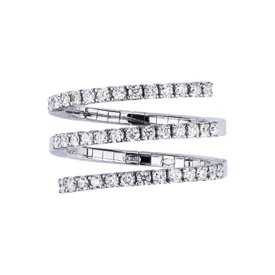 Anillo en espiral en oro blanco de 18 quilates con diamantes