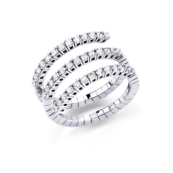 Anillo en espiral en oro blanco de 18 quilates con diamantes