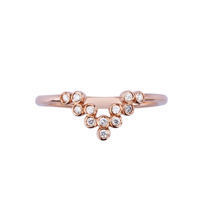Anillo V oro rosa 18k con diamantes
