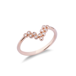Anillo V oro rosa 18k con diamantes